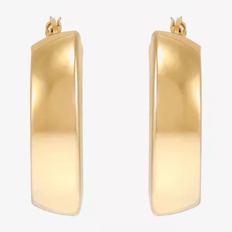 Womens 14K Gold 15mm Hoop Earrings