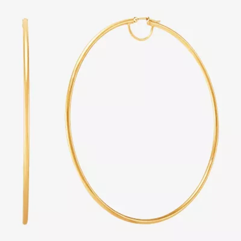 Womens 14K Gold 80mm Hoop Earrings