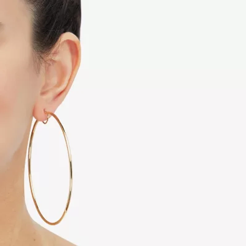 Womens 14K Gold 80mm Hoop Earrings