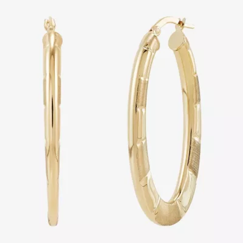 Womens 14K Gold 30mm Oval Hoop Earrings