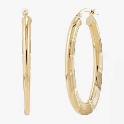 Womens 14K Gold 30mm Oval Hoop Earrings