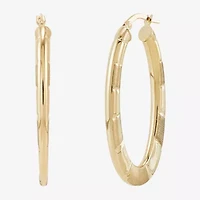 Womens 14K Gold 30mm Oval Hoop Earrings