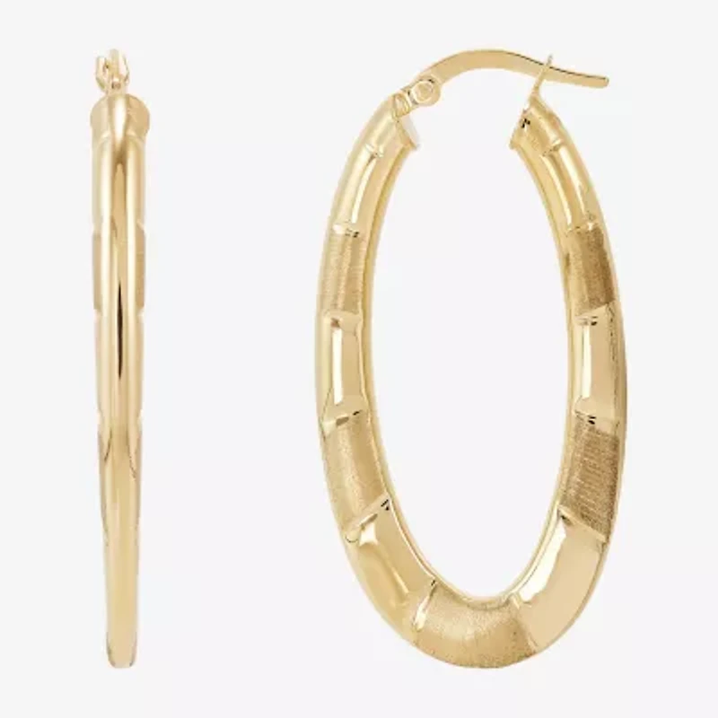 Womens 14K Gold 30mm Oval Hoop Earrings
