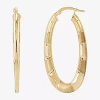 Womens 14K Gold 30mm Oval Hoop Earrings