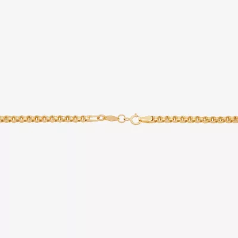 Womens 14K Gold 10 Inch Hollow Link Ankle Bracelet
