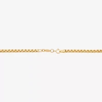 Womens 14K Gold 10 Inch Hollow Link Ankle Bracelet