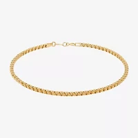 Womens 14K Gold 10 Inch Hollow Link Ankle Bracelet