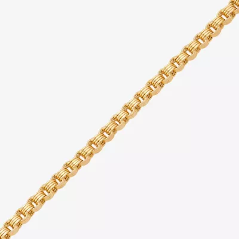 Womens 14K Gold 10 Inch Hollow Link Ankle Bracelet