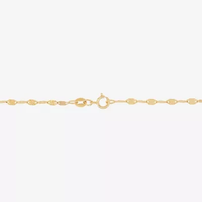 Womens 14K Gold 10 Inch Solid Link Ankle Bracelet