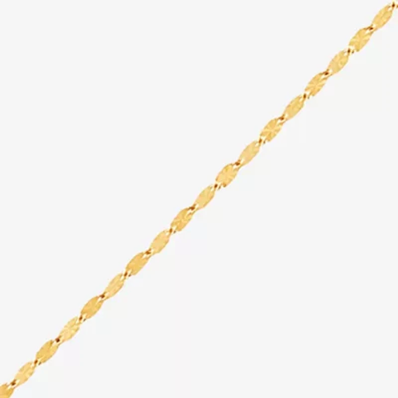 Womens 14K Gold 10 Inch Solid Link Ankle Bracelet
