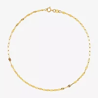 Womens 14K Gold 10 Inch Solid Link Ankle Bracelet
