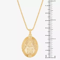 Virgin Mary Mens 14K Gold Over Silver Oval 22 Inch Pendant Necklace