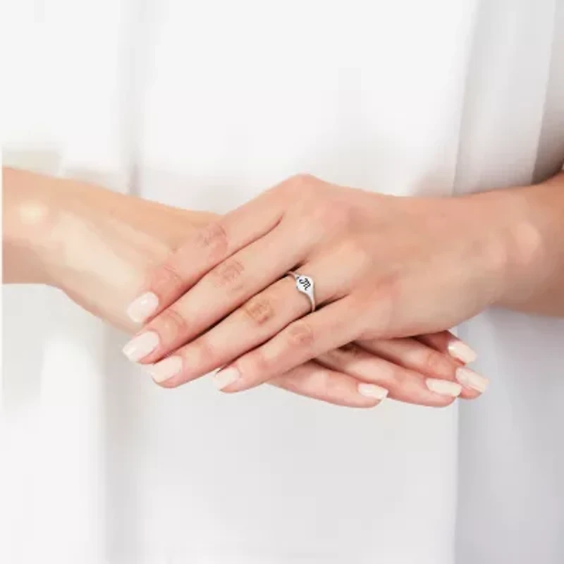 Womens Sterling Silver Signet Ring