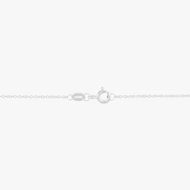 Womens White Cubic Zirconia Sterling Silver Angel 18 Inch Pendant Necklace