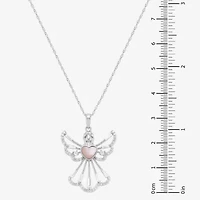 Womens White Cubic Zirconia Sterling Silver Angel 18 Inch Pendant Necklace