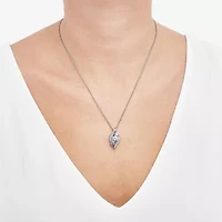 Womens White Cubic Zirconia Sterling Silver 18 Inch Pendant Necklace