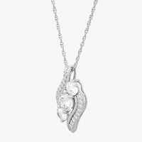 Womens White Cubic Zirconia Sterling Silver 18 Inch Pendant Necklace