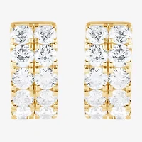 (G / Si1-Si2) Womens 2 CT. T.W. Lab Grown White Diamond 14K Gold Over Silver 13.2mm Hoop Earrings