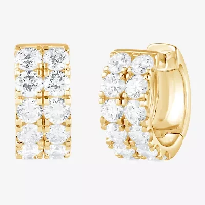 (G / Si1-Si2) Womens 2 CT. T.W. Lab Grown White Diamond 14K Gold Over Silver 13.2mm Hoop Earrings