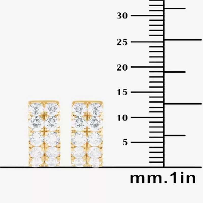 (G / Si1-Si2) Womens 2 CT. T.W. Lab Grown White Diamond 14K Gold Over Silver 13.2mm Hoop Earrings