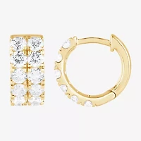 (G / Si1-Si2) Womens 2 CT. T.W. Lab Grown White Diamond 14K Gold Over Silver 13.2mm Hoop Earrings