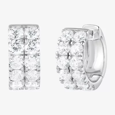 (G / Si1-Si2) Womens 2 CT. T.W. Lab Grown White Diamond Sterling Silver 13.2mm Hoop Earrings