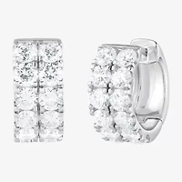 (G / Si1-Si2) Womens 2 CT. T.W. Lab Grown White Diamond Sterling Silver 13.2mm Hoop Earrings
