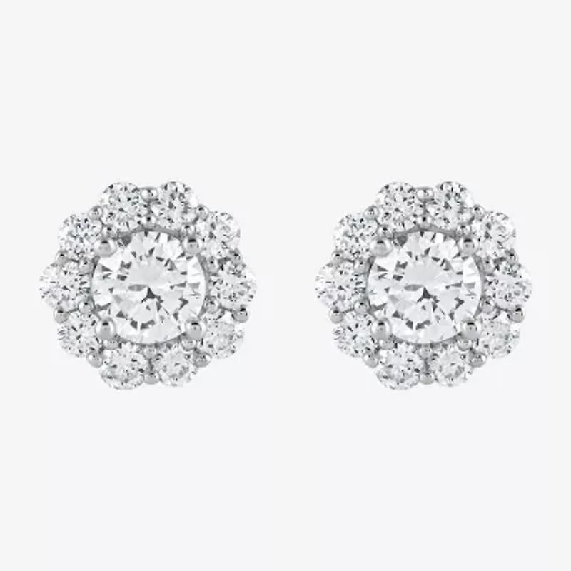 (G / Si1-Si2) 1 CT. T.W. Lab Grown White Diamond Sterling Silver 7.9mm Stud Earrings