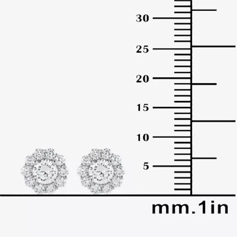 (G / Si1-Si2) 1 CT. T.W. Lab Grown White Diamond Sterling Silver 7.9mm Stud Earrings