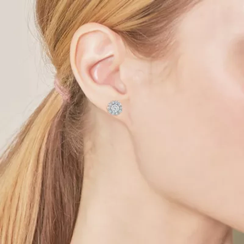 (G / Si1-Si2) 1 CT. T.W. Lab Grown White Diamond Sterling Silver 7.9mm Stud Earrings