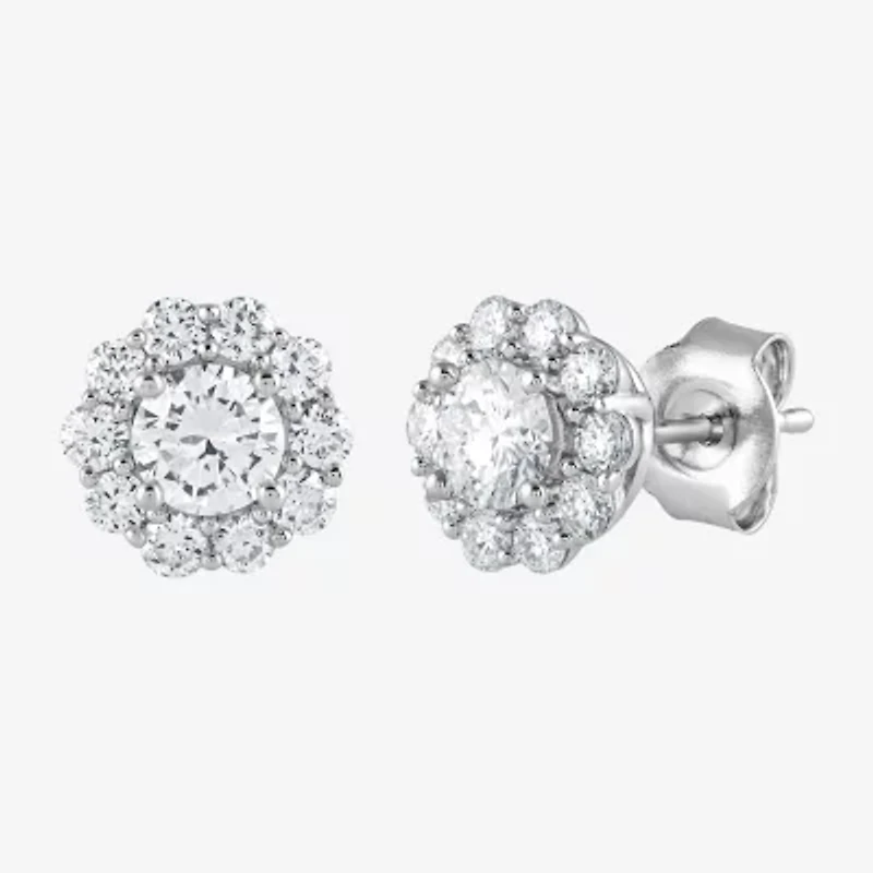 (G / Si1-Si2) 1 CT. T.W. Lab Grown White Diamond Sterling Silver 7.9mm Stud Earrings