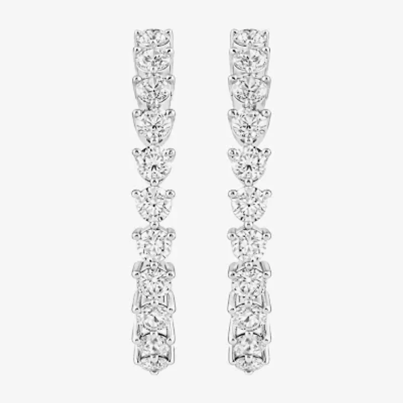 (G-H / Si2) Womens 5 CT. T.W. Lab Grown White Diamond Sterling Silver 31.9mm Hoop Earrings