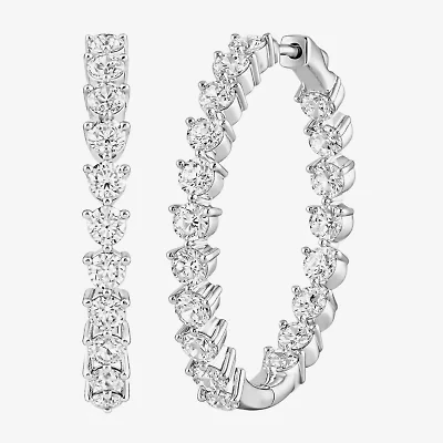 (G-H / Si2) Womens 5 CT. T.W. Lab Grown White Diamond Sterling Silver 31.9mm Hoop Earrings