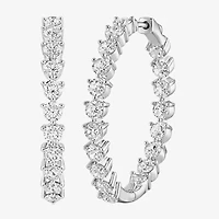 (G-H / Si2) Womens 5 CT. T.W. Lab Grown White Diamond Sterling Silver 31.9mm Hoop Earrings