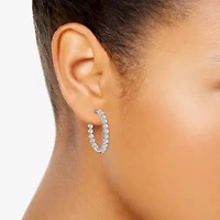 (G-H / Si2) Womens 5 CT. T.W. Lab Grown White Diamond Sterling Silver 31.9mm Hoop Earrings