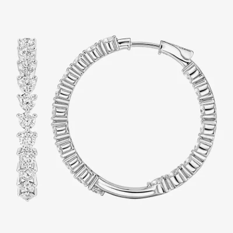 (G-H / Si2) Womens 5 CT. T.W. Lab Grown White Diamond Sterling Silver 31.9mm Hoop Earrings