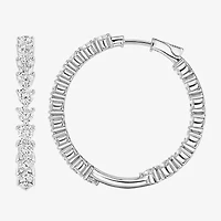 (G-H / Si2) Womens 5 CT. T.W. Lab Grown White Diamond Sterling Silver 31.9mm Hoop Earrings