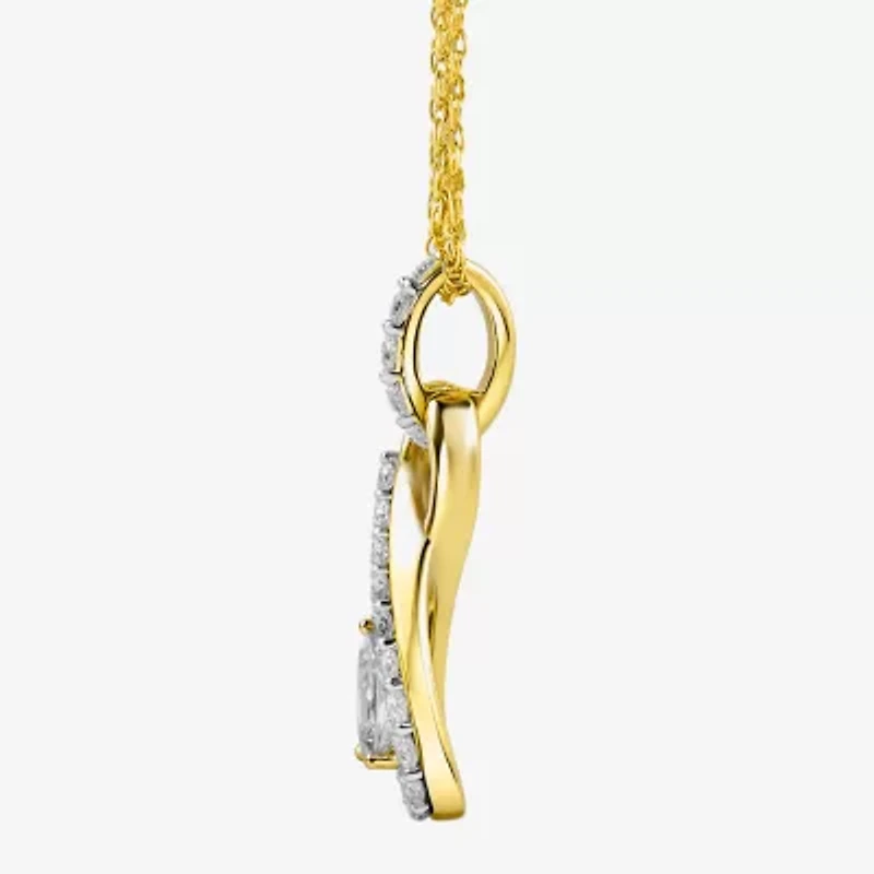 I / I2 Womens 1/2 CT. T.W. Lab Grown White Diamond 14K Gold Over Silver 18 Inch Pendant Necklace