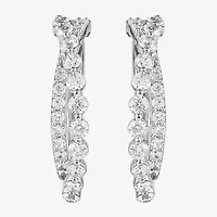 (I / I2) Womens 2 CT. T.W. Lab Grown White Diamond Sterling Silver 27.4mm Hoop Earrings
