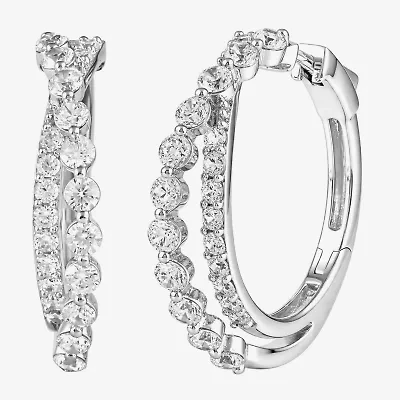 (I / I2) Womens 2 CT. T.W. Lab Grown White Diamond Sterling Silver 27.4mm Hoop Earrings