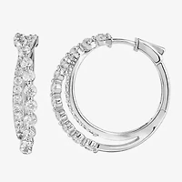 (I / I2) Womens 2 CT. T.W. Lab Grown White Diamond Sterling Silver 27.4mm Hoop Earrings