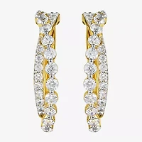 (I / I2) Womens 2 CT. T.W. Lab Grown White Diamond 14K Gold Over Silver 27.4mm Hoop Earrings