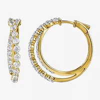 (I / I2) Womens 2 CT. T.W. Lab Grown White Diamond 14K Gold Over Silver 27.4mm Hoop Earrings