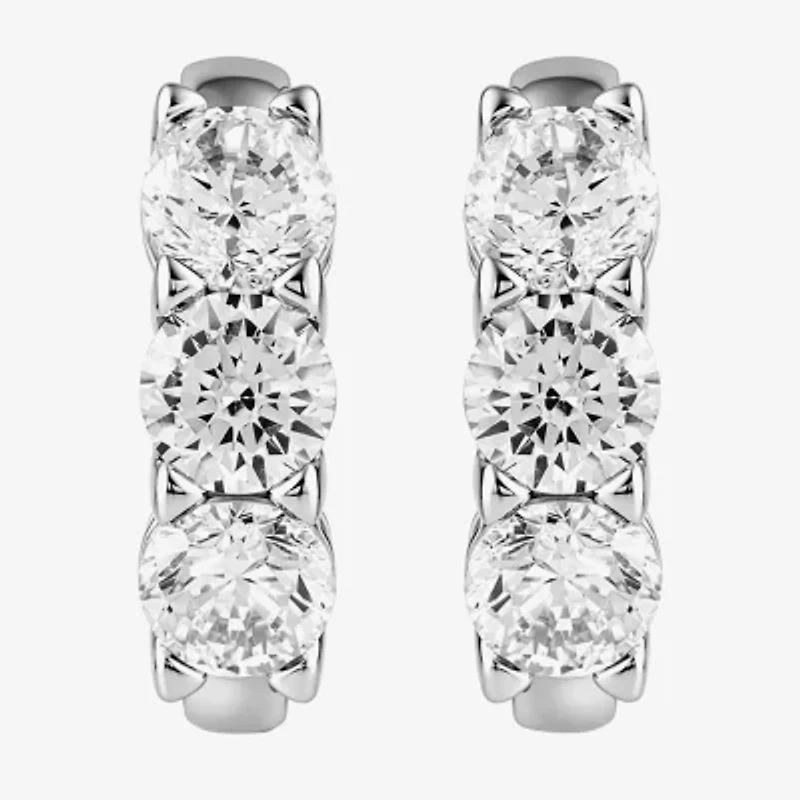 (G-H / Si2) Womens 2 CT. T.W. Lab Grown White Diamond Sterling Silver 15.3mm Hoop Earrings