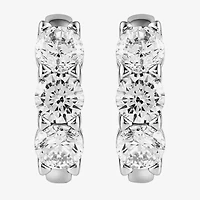 (G-H / Si2) Womens 2 CT. T.W. Lab Grown White Diamond Sterling Silver 15.3mm Hoop Earrings