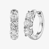 (G-H / Si2) Womens 2 CT. T.W. Lab Grown White Diamond Sterling Silver 15.3mm Hoop Earrings