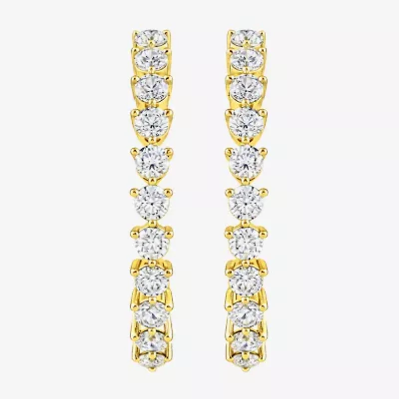 (G-H / Si2) Womens 5 CT. T.W. Lab Grown White Diamond 14K Gold Over Silver 31.9mm Hoop Earrings