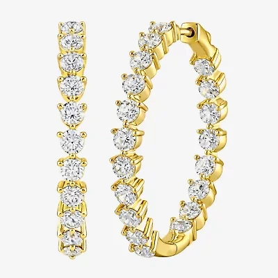 (G-H / Si2) Womens 5 CT. T.W. Lab Grown White Diamond 14K Gold Over Silver 31.9mm Hoop Earrings