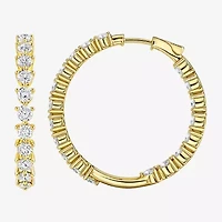 (G-H / Si2) Womens 5 CT. T.W. Lab Grown White Diamond 14K Gold Over Silver 31.9mm Hoop Earrings