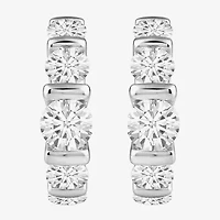 (G-H / Si2) Womens 2 CT. T.W. Lab Grown White Diamond Sterling Silver 18.2mm Hoop Earrings